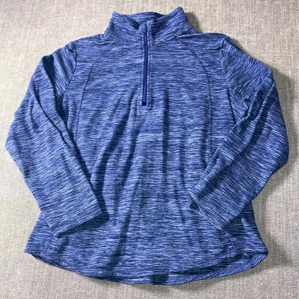St. John's Bay Quarter Zip Fleece Sweatshirt Women XL Blue Space Dye Classic Fit
